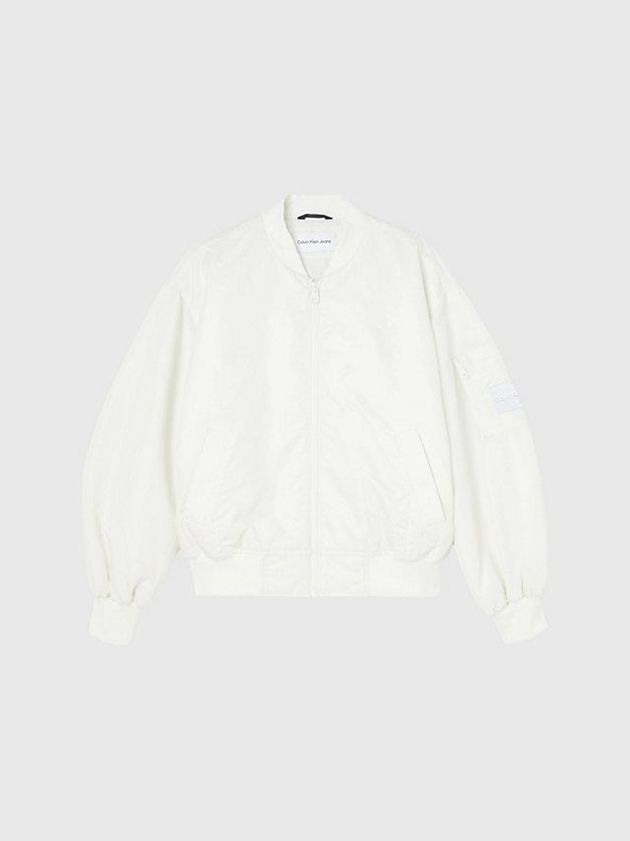 White Calvin Klein Relaxed Nylon Bomber Men Jacket | SJHY-62590