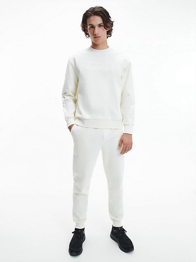 White Calvin Klein Relaxed Organic Cotton Men Sweatshirt | MWRA-17420