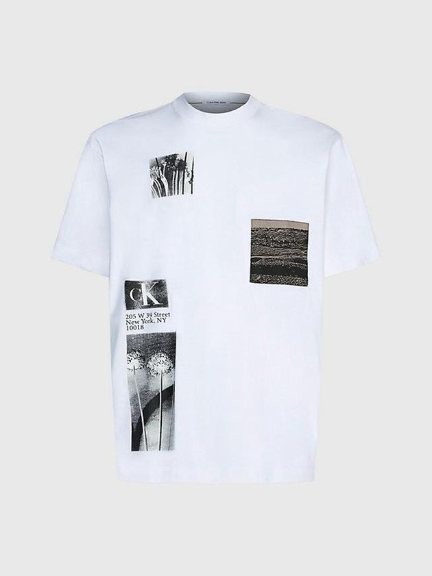 White Calvin Klein Relaxed Photo Graphic Men T-Shirt | VZDE-27456