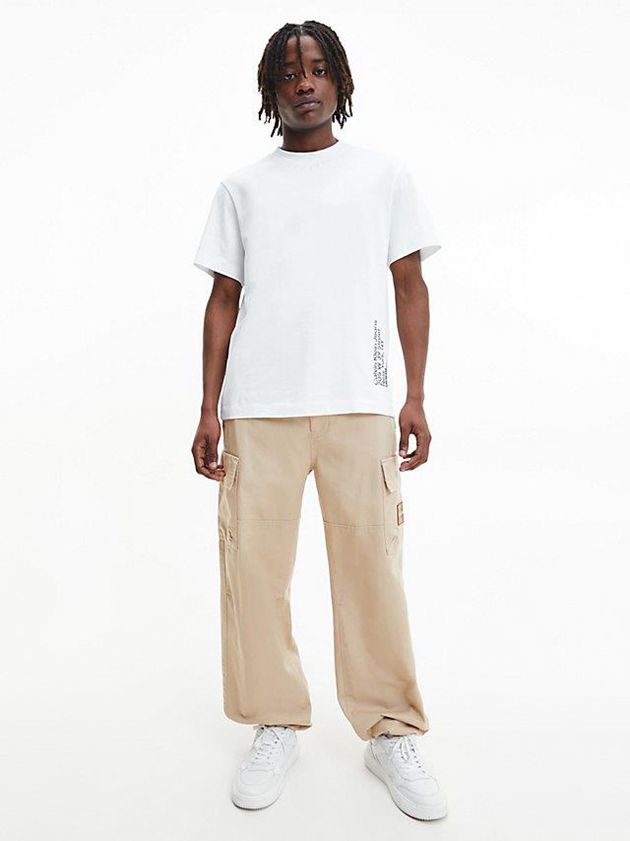 White Calvin Klein Relaxed Photo Print Men T-Shirt | BCKR-75982