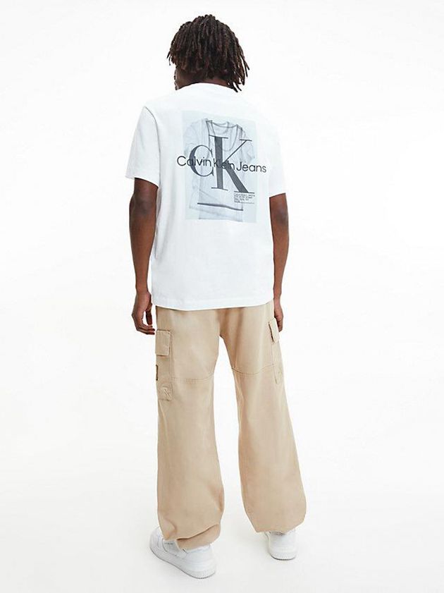 White Calvin Klein Relaxed Photo Print Men T-Shirt | BCKR-75982