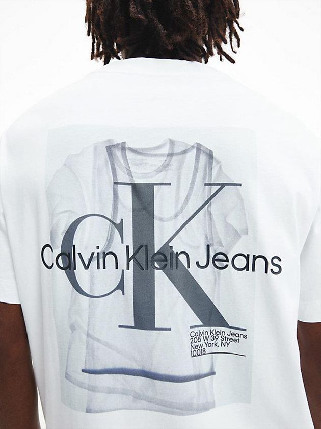 White Calvin Klein Relaxed Photo Print Men T-Shirt | BCKR-75982