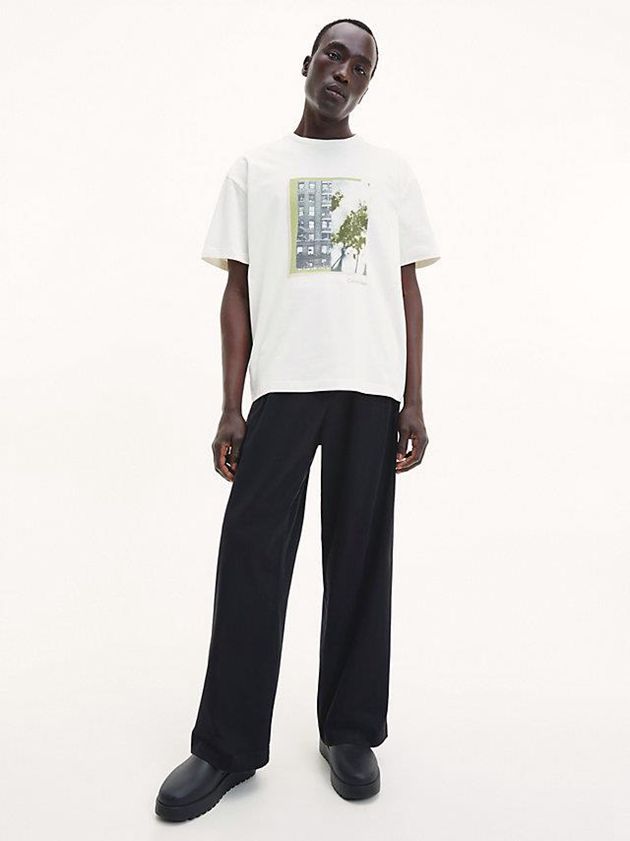 White Calvin Klein Relaxed Photo Print Men T-Shirt | XYDP-39768