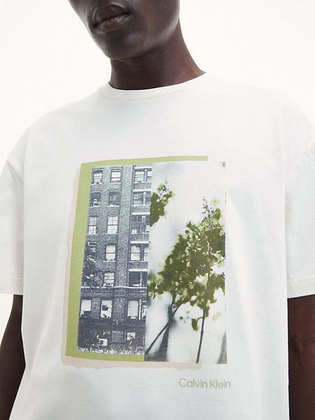 White Calvin Klein Relaxed Photo Print Men T-Shirt | XYDP-39768