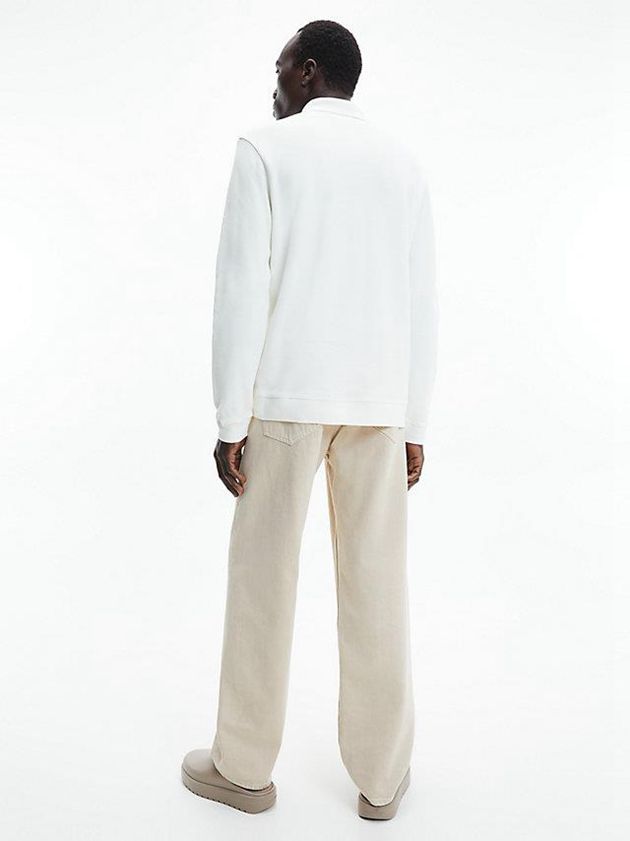 White Calvin Klein Relaxed Pique Men Polo Shirt | HFOT-38429