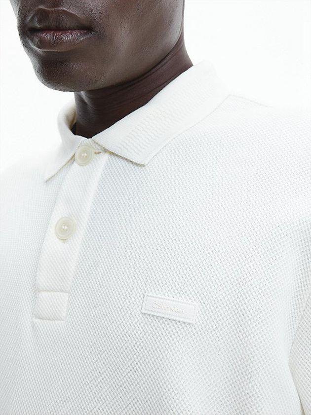 White Calvin Klein Relaxed Pique Men Polo Shirt | HFOT-38429