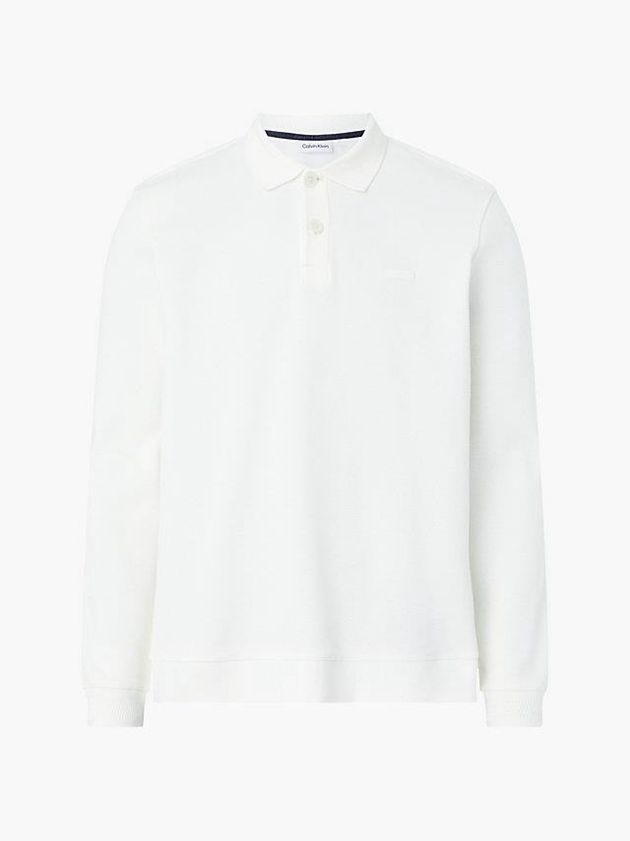 White Calvin Klein Relaxed Pique Men Polo Shirt | HFOT-38429