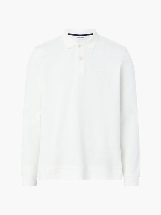 White Calvin Klein Relaxed Pique Men Polo Shirt | HFOT-38429