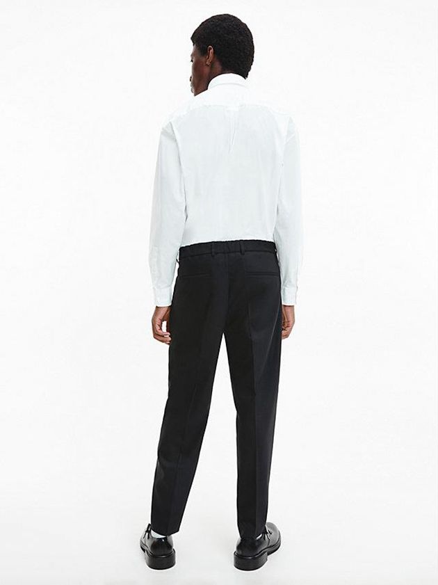 White Calvin Klein Relaxed Poplin Stretch Men Shirts | ZMFP-63270
