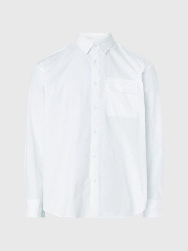 White Calvin Klein Relaxed Poplin Stretch Men Shirts | ZMFP-63270