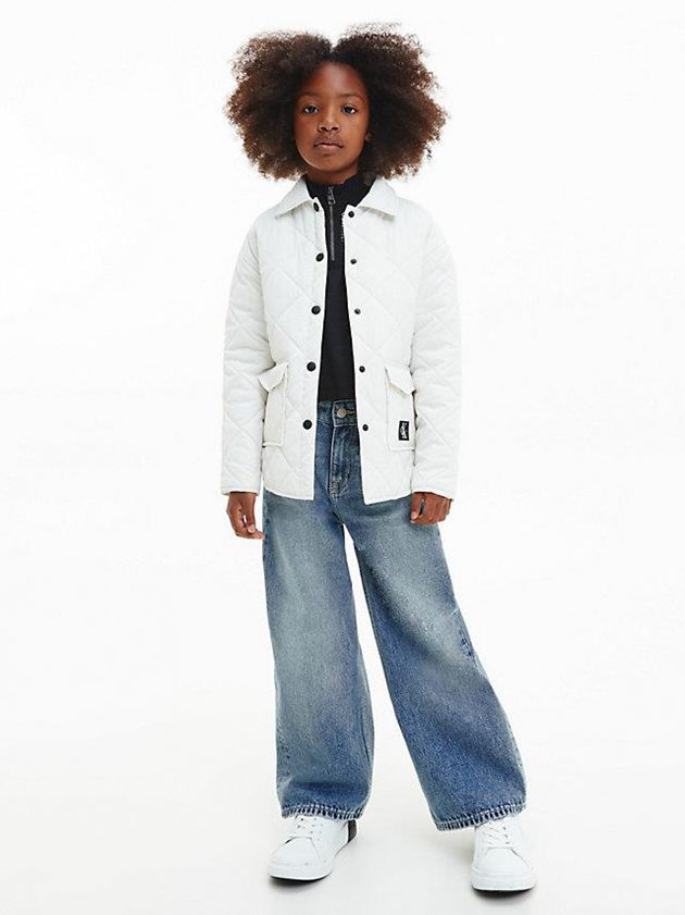 White Calvin Klein Relaxed Quilted Shirt Girls's Jacket | DOHY-87904