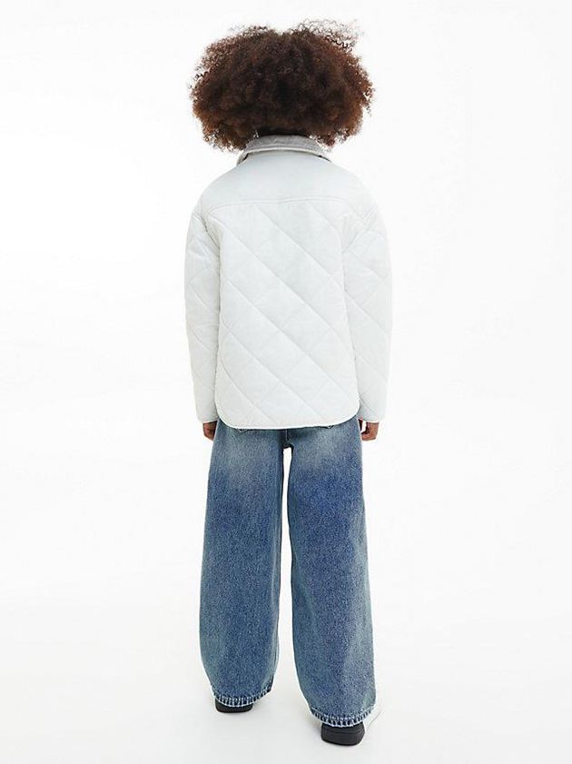 White Calvin Klein Relaxed Quilted Shirt Girls's Jacket | DOHY-87904