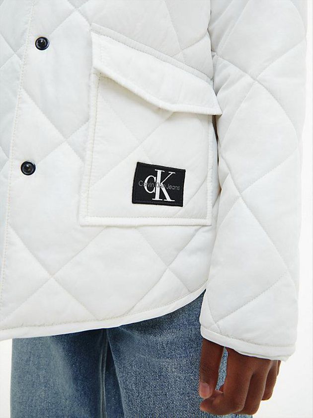 White Calvin Klein Relaxed Quilted Shirt Girls's Jacket | DOHY-87904