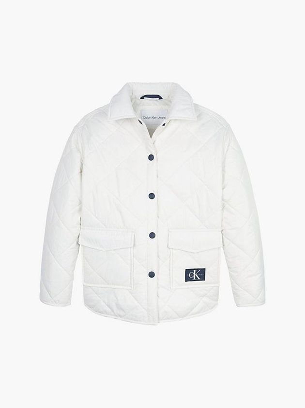 White Calvin Klein Relaxed Quilted Shirt Girls's Jacket | DOHY-87904