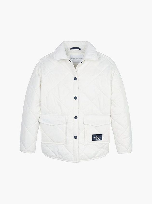 White Calvin Klein Relaxed Quilted Shirt Girls's Jacket | DOHY-87904