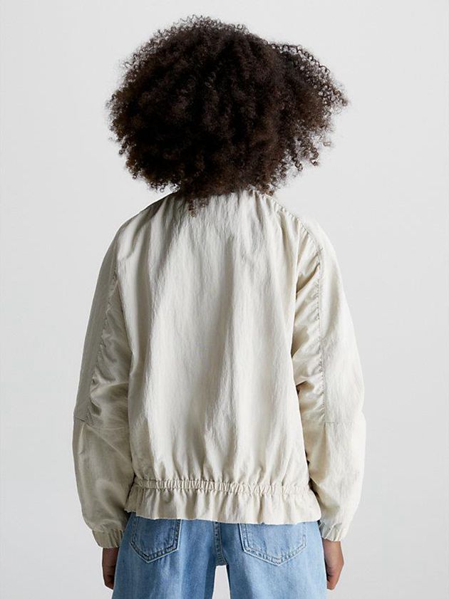 White Calvin Klein Relaxed Recycled Nylon Girls's Jacket | WFVJ-16504