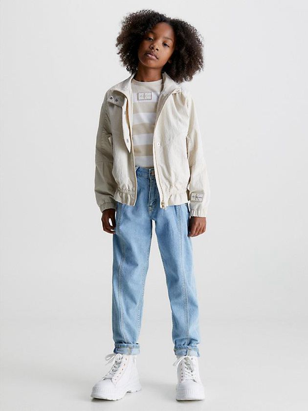 White Calvin Klein Relaxed Recycled Nylon Girls's Jacket | WFVJ-16504