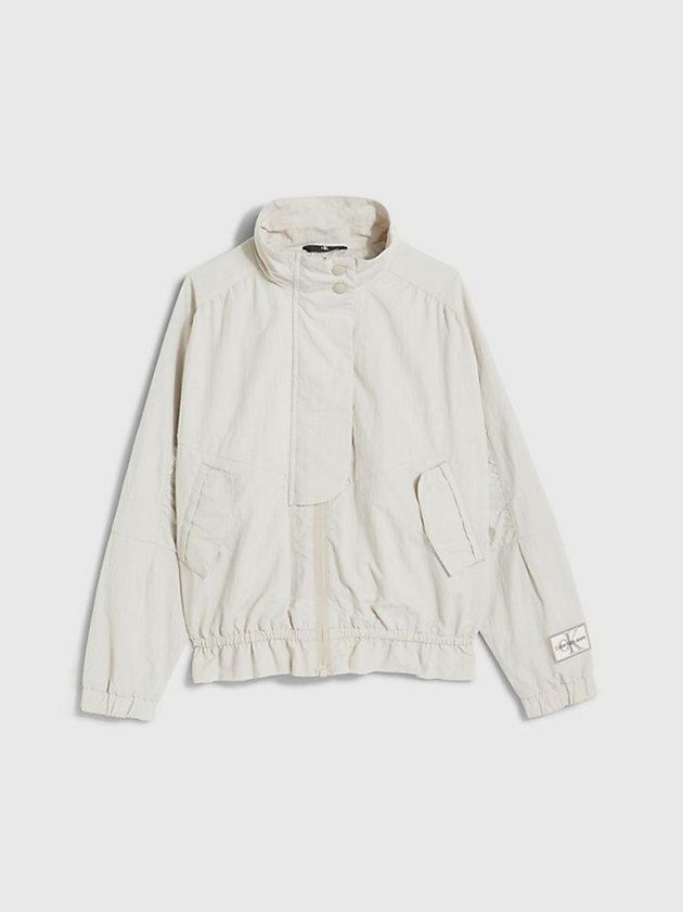 White Calvin Klein Relaxed Recycled Nylon Girls's Jacket | WFVJ-16504