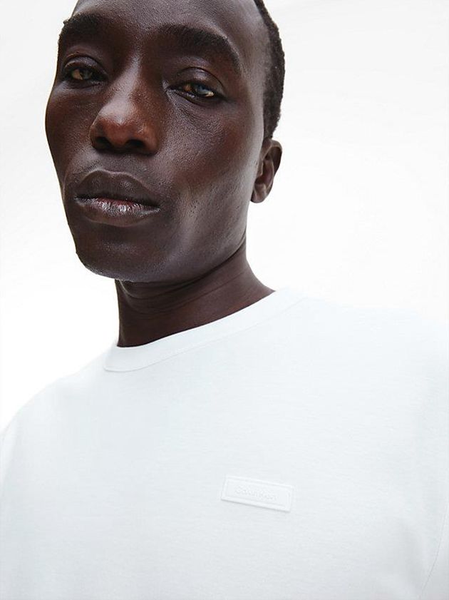 White Calvin Klein Relaxed Satin Touch Men T-Shirt | VCUS-51079