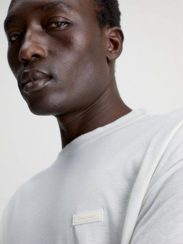 White Calvin Klein Relaxed Sheer Sleeve Men T-Shirt | ERVT-74659