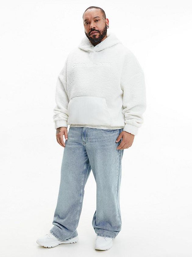 White Calvin Klein Relaxed Sherpa Men Hoodie | GILN-90813