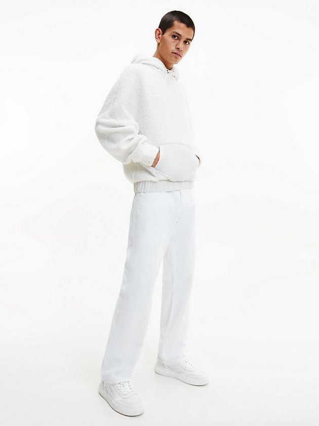 White Calvin Klein Relaxed Sherpa Men Hoodie | GILN-90813