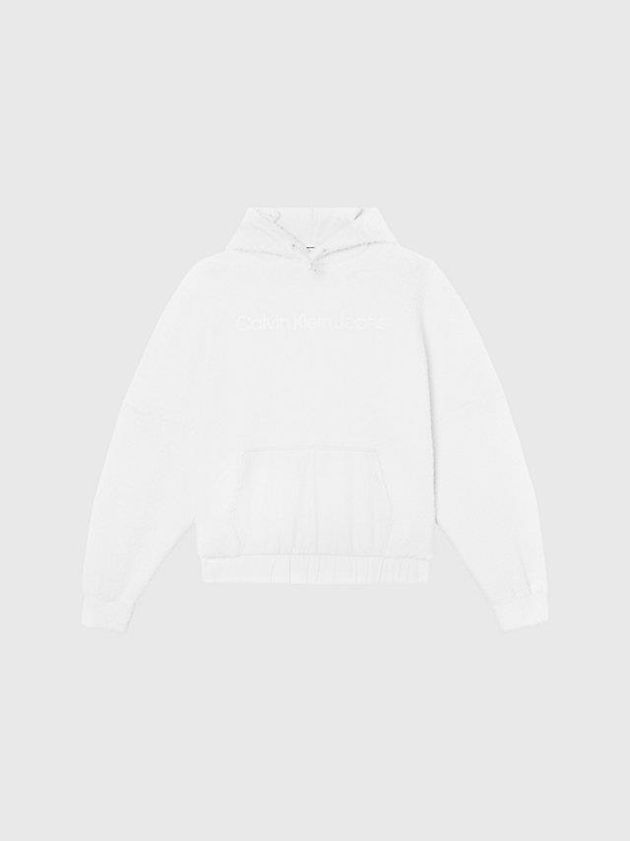 White Calvin Klein Relaxed Sherpa Men Hoodie | GILN-90813