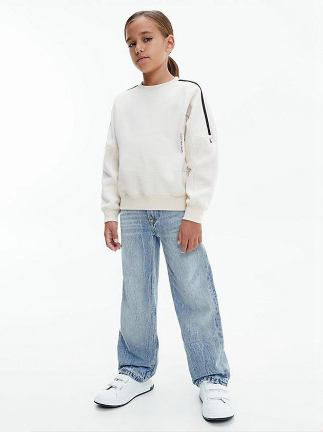 White Calvin Klein Relaxed Skater Boys's Sweatshirt | IWFO-47238