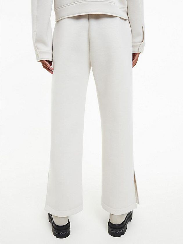 White Calvin Klein Relaxed Split Hem Women Joggers | FJSV-73158
