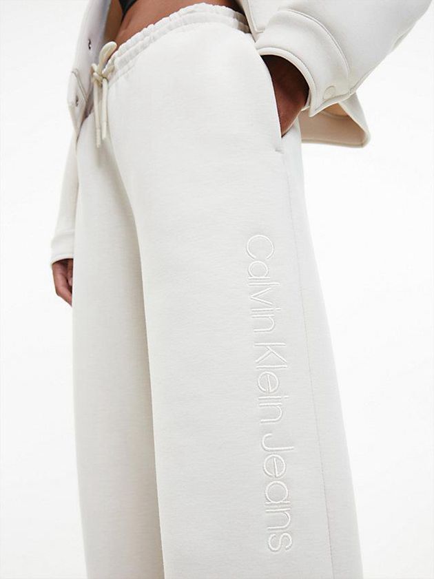 White Calvin Klein Relaxed Split Hem Women Joggers | FJSV-73158