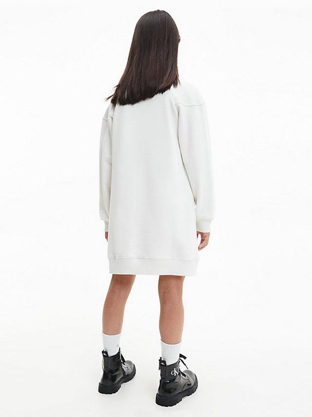 White Calvin Klein Relaxed Sweatshirt Girls's Dress | VGUX-65784