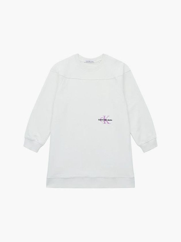 White Calvin Klein Relaxed Sweatshirt Girls's Dress | VGUX-65784