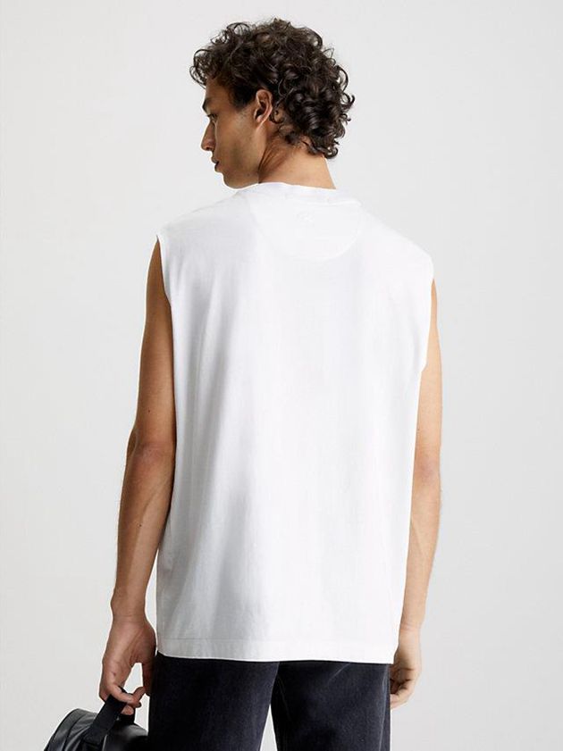 White Calvin Klein Relaxed Tank Men Top | QMJC-53289