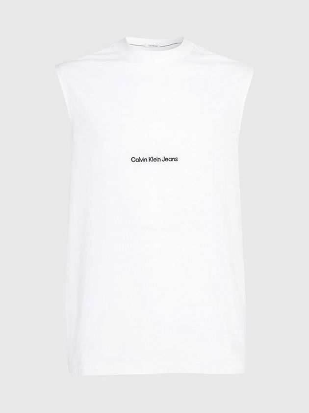 White Calvin Klein Relaxed Tank Men Top | QMJC-53289