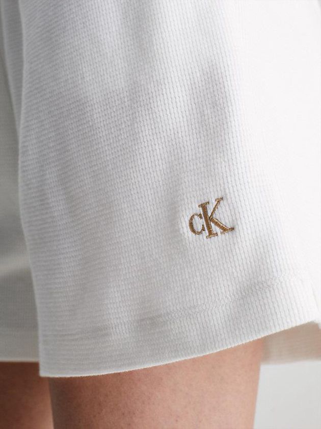 White Calvin Klein Relaxed Waffle Cotton Women Shorts | PDWG-19304