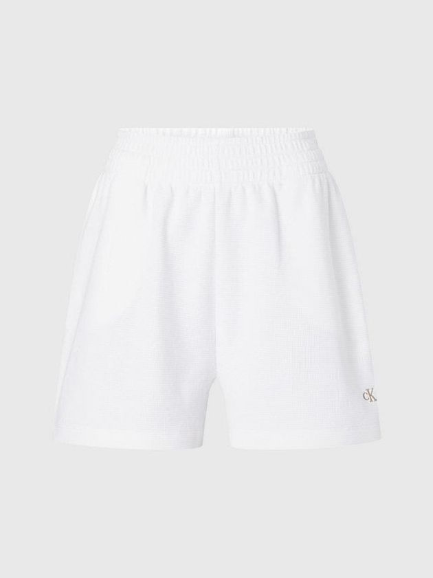 White Calvin Klein Relaxed Waffle Cotton Women Shorts | PDWG-19304