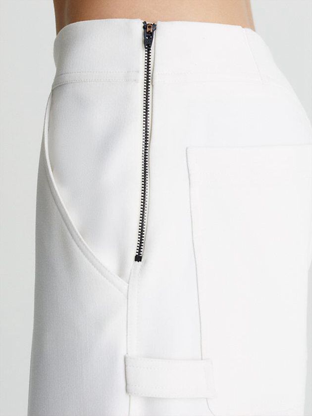 White Calvin Klein Relaxed Wide Leg Crepe Women Pants | OWMY-23961
