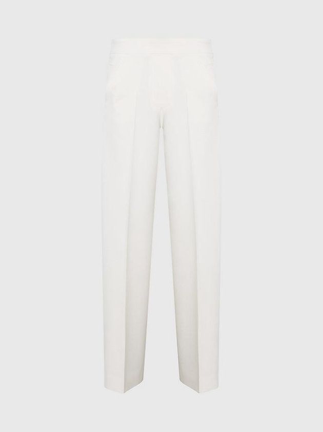 White Calvin Klein Relaxed Wide Leg Crepe Women Pants | OWMY-23961