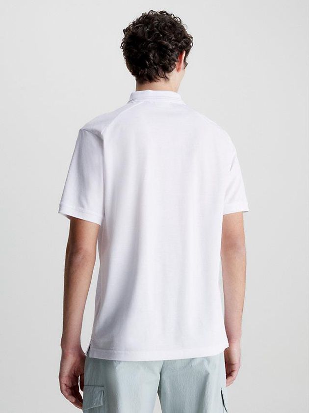 White Calvin Klein Relaxed Zipped Men Polo Shirt | HYBT-15246