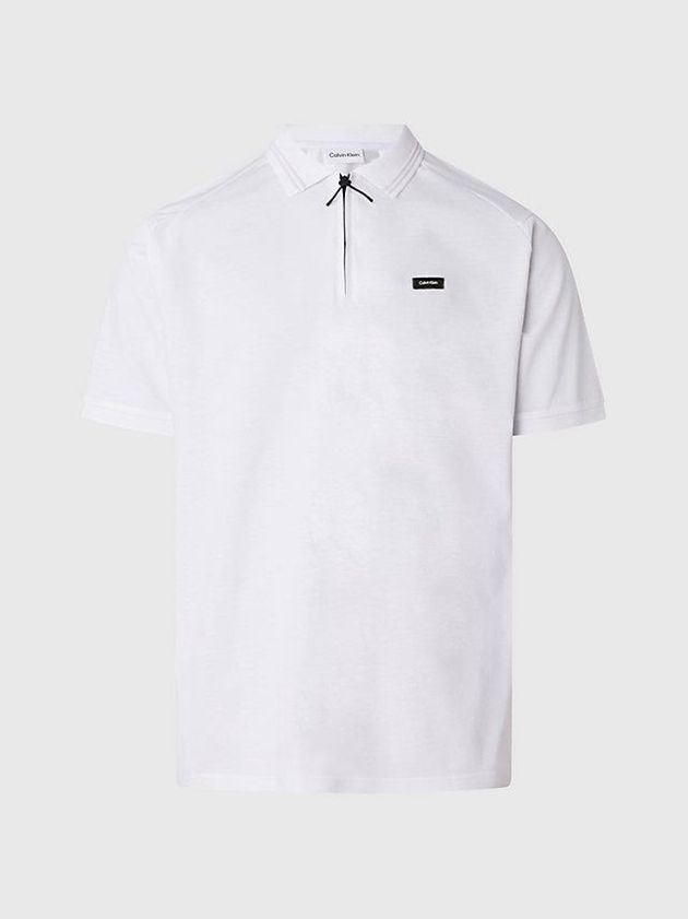 White Calvin Klein Relaxed Zipped Men Polo Shirt | HYBT-15246