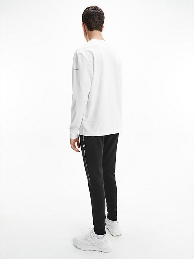 White Calvin Klein Repeat Logo Long Sleeve Men T-Shirt | SETX-58179