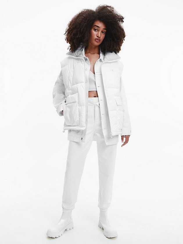 White Calvin Klein Reversible Recycled Polyester Padded Women Vest | GZTY-89371