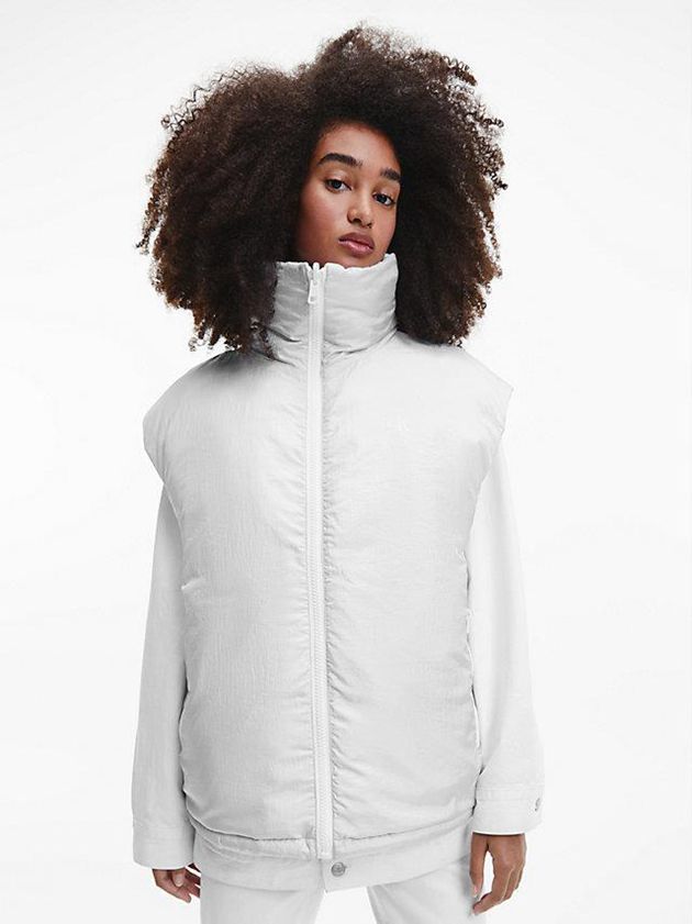 White Calvin Klein Reversible Recycled Polyester Padded Women Vest | GZTY-89371