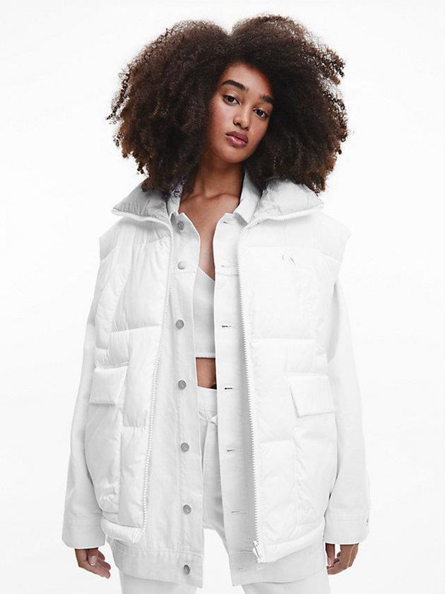 White Calvin Klein Reversible Recycled Polyester Padded Women Vest | GZTY-89371