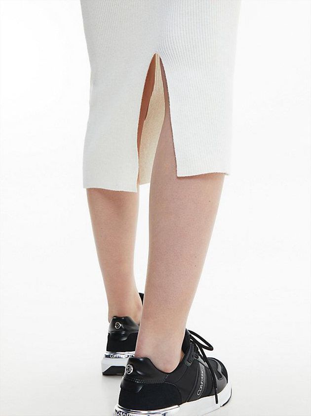 White Calvin Klein Ribbed Knit Pencil Women Skirt | KVCT-30476