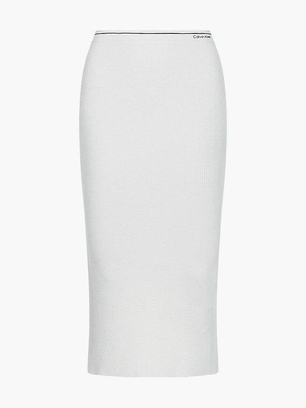 White Calvin Klein Ribbed Knit Pencil Women Skirt | KVCT-30476