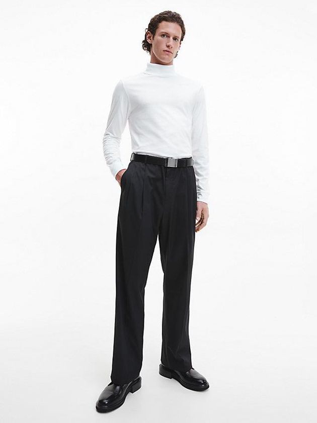 White Calvin Klein Roll Neck Men Top | VWLM-35027