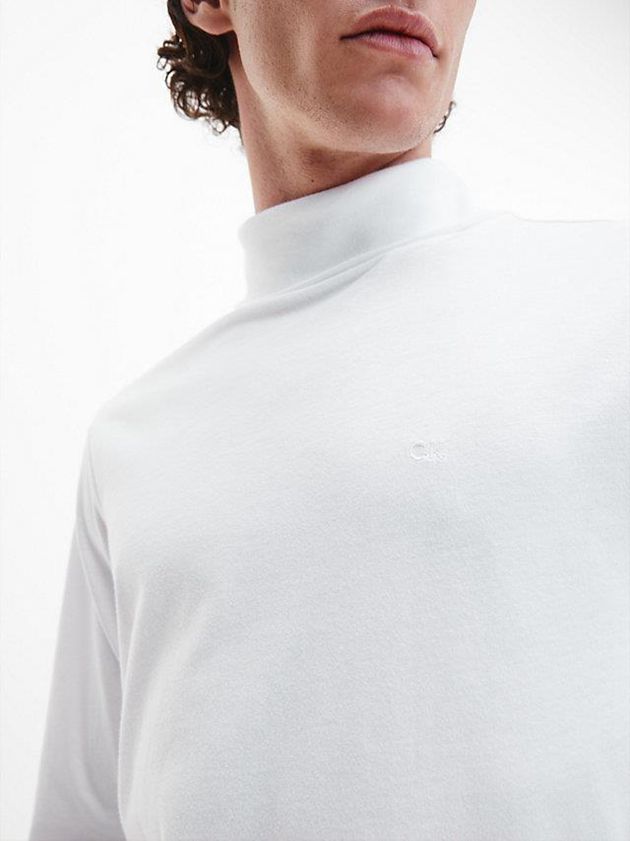 White Calvin Klein Roll Neck Men Top | VWLM-35027