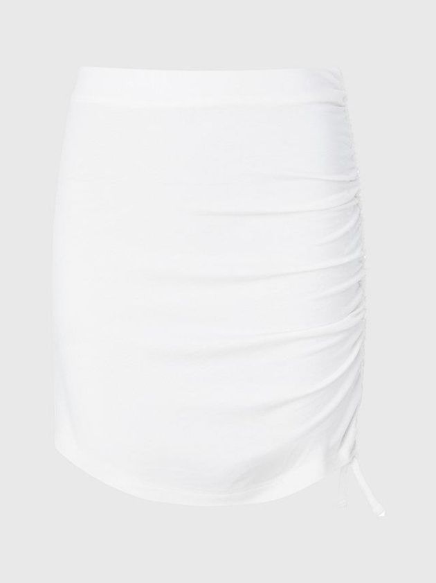 White Calvin Klein Ruched Drawstring Mini Women Skirt | SQUR-96134