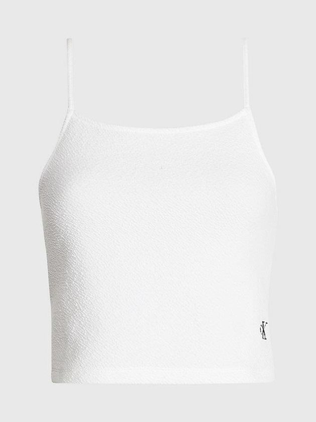 White Calvin Klein Seersucker Stretch Cropped Women Top | KGHN-75260